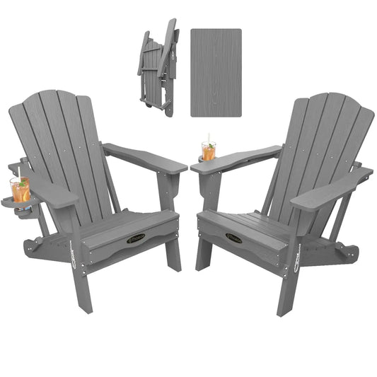 MOYU Folding Adirondack Chairs Cup Holder Set Of 2 Outdoor