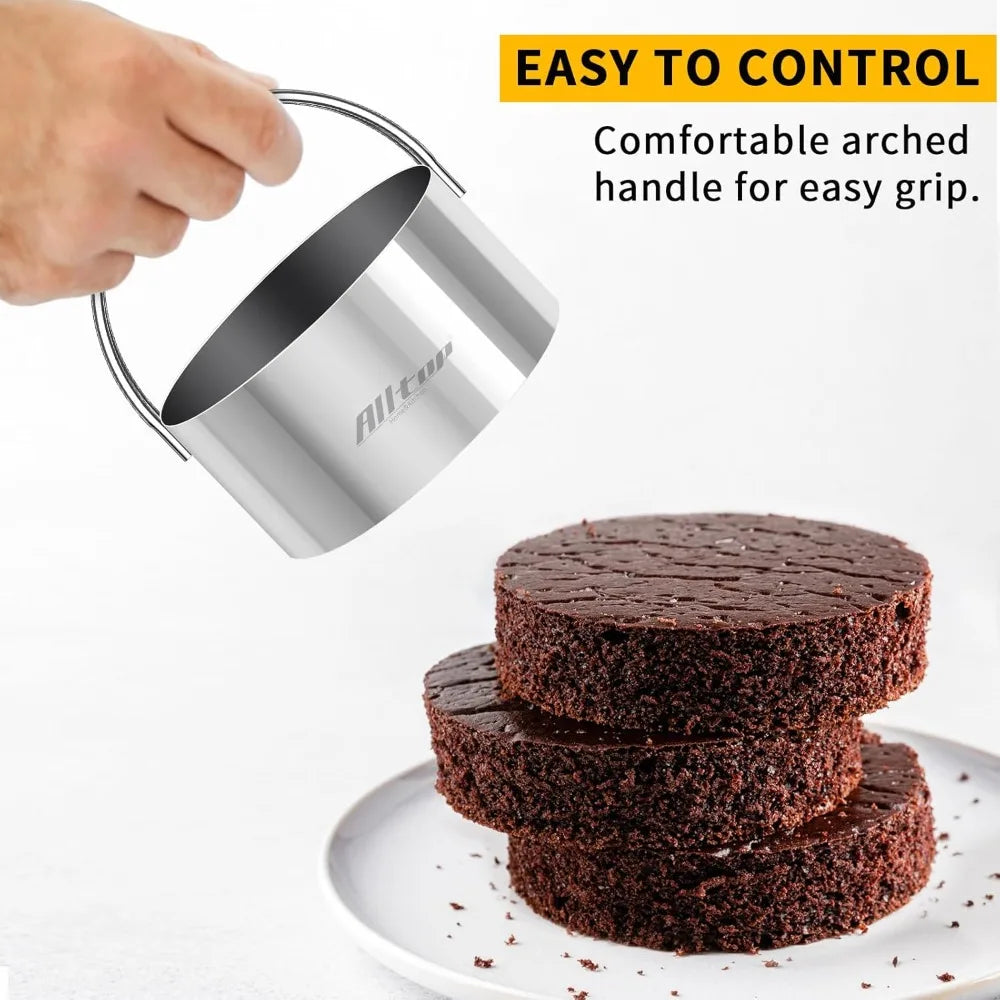 5-Piece Round Cookie Cutter Set Stainless Steel Ergonomic Handles