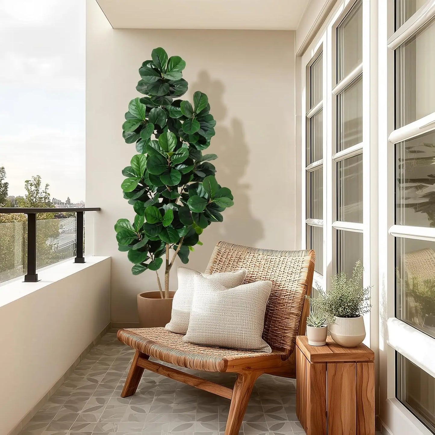 HiMISS Fiddle Leaf Fig Tree Artificial Planter Home Decor