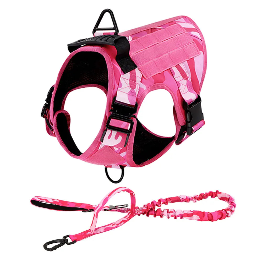 Military Camouflage Dog Harness Nylon Adjustable Vest For Training