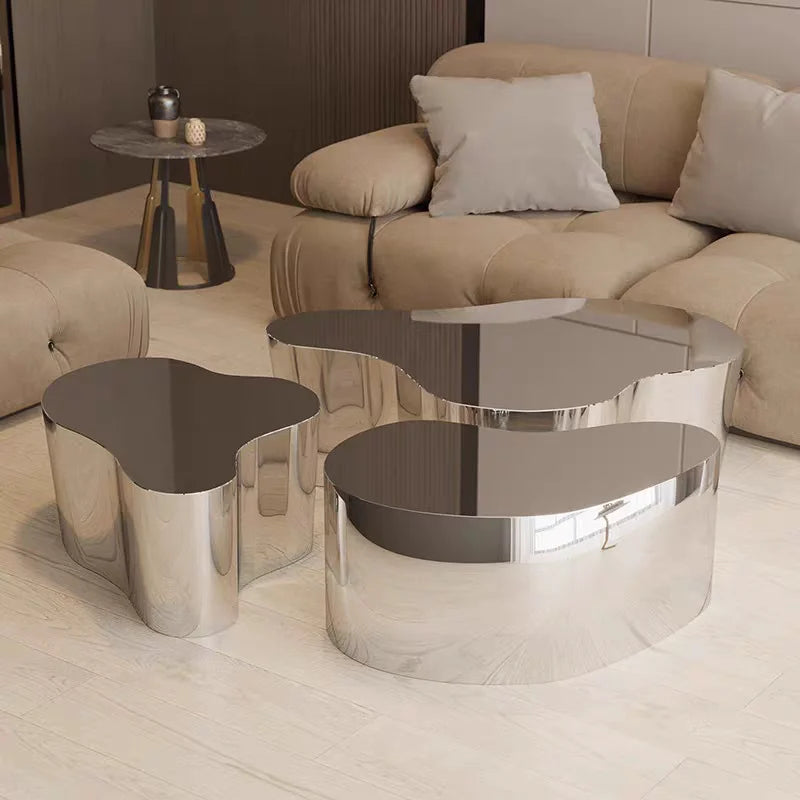 MDNG Modern Stainless Steel Coffee Table for Living Room Sealed Storage