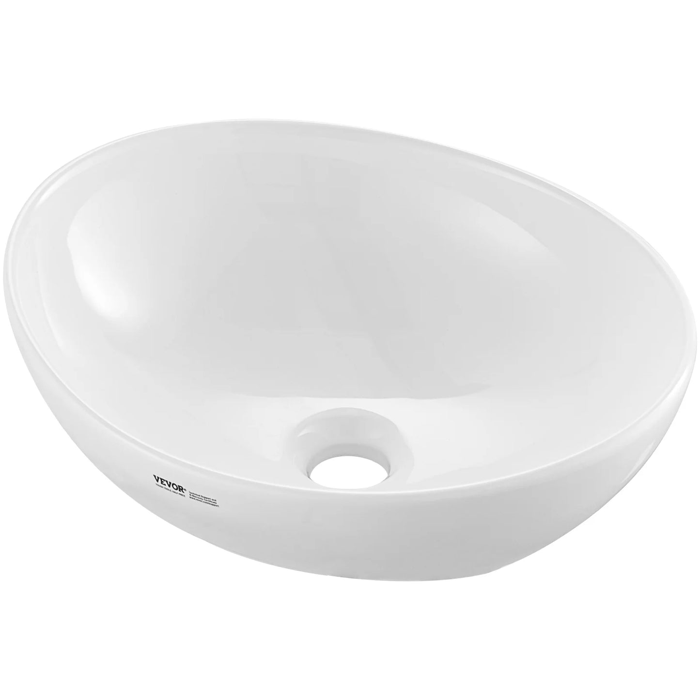 SucceBuy Oval Ceramic Countertop Vessel Sink For Modern Bathroom