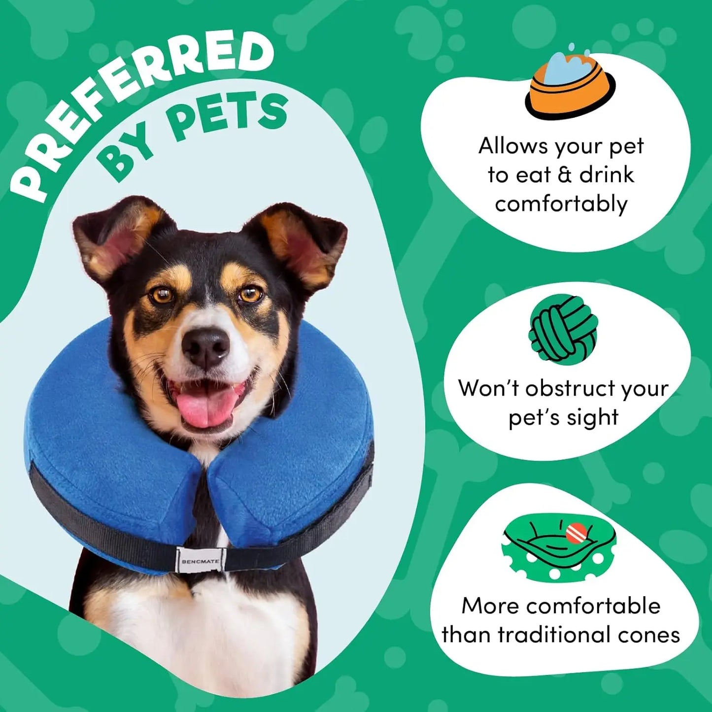 Inflatable Dog Cone Collar Alternative Soft Donut ECollar For Pets