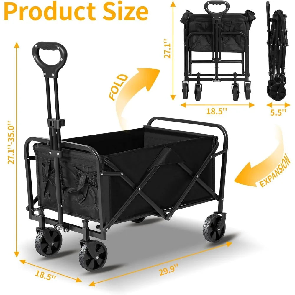 NBVCX Foldable Utility Wagon 220Lb Cart For Shopping And Outdoors