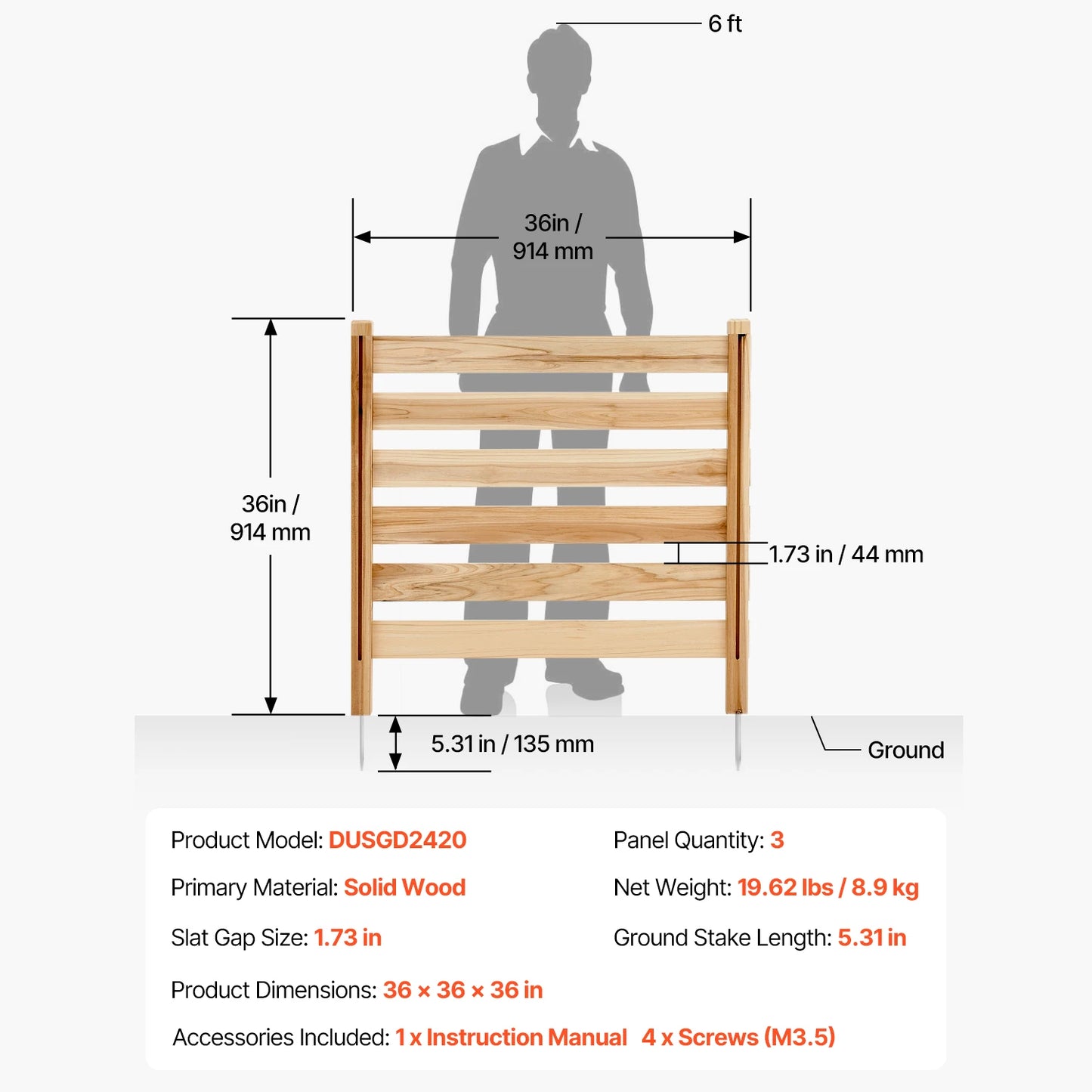 SucceBuy Wood Privacy Fence Screen For Air Conditioner Unit With Stakes