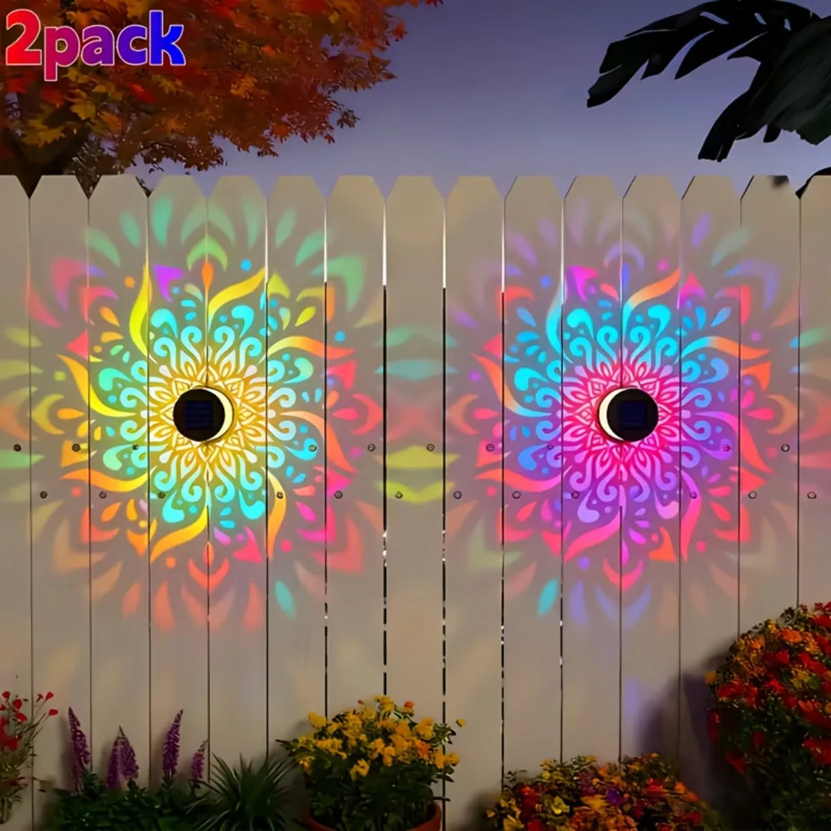 Metal Solar Outdoor Wall Lights Mandala Theme for Garden