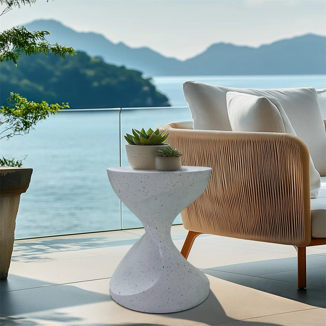 Lightweight Concrete Side Table Modern Living Room End Table Patio