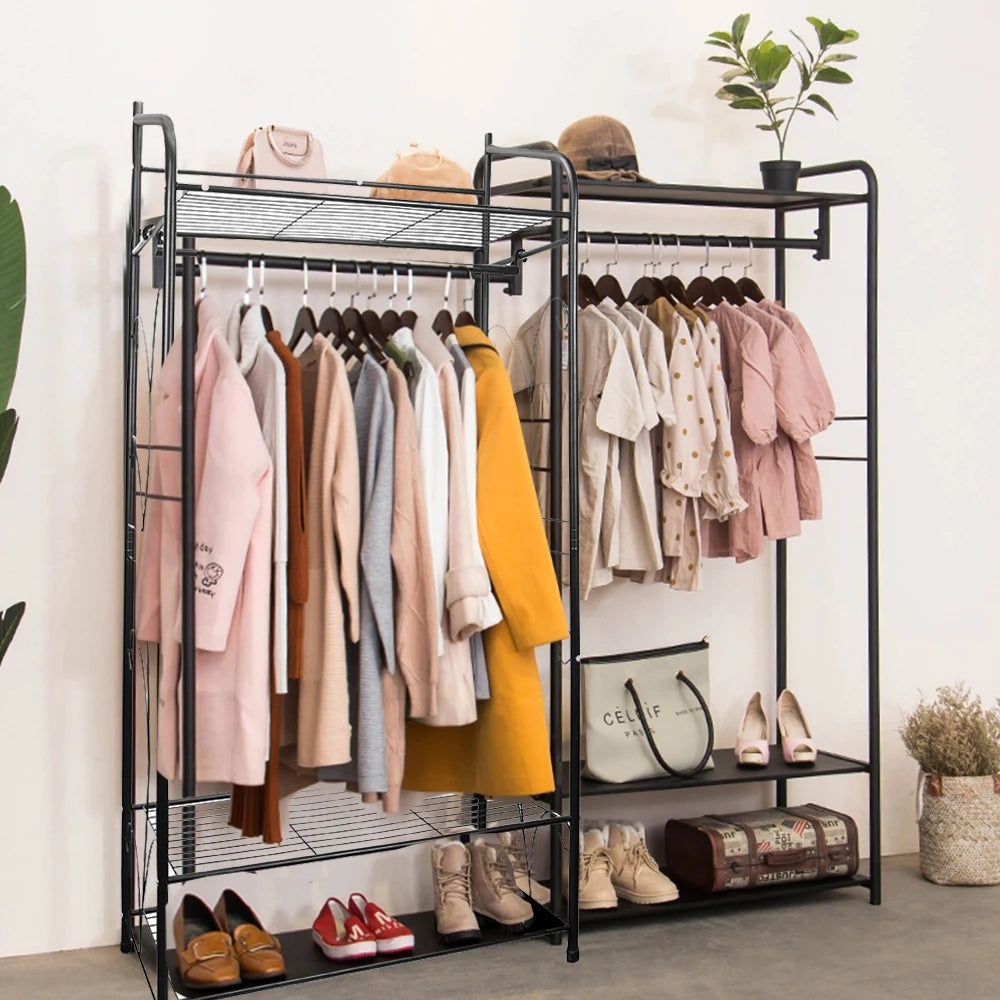 Heavy Duty Metal Clothes Rack Coat Stand Home Storage Organizer