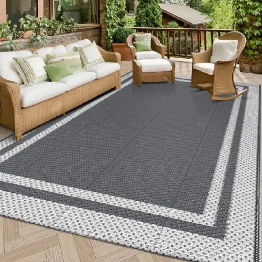 Outdoor Rug Reversible Portable Plastic Straw Camping Rugs for Outside RV, Large Waterproof Outdoor Area Rugs for Patio, Deck,