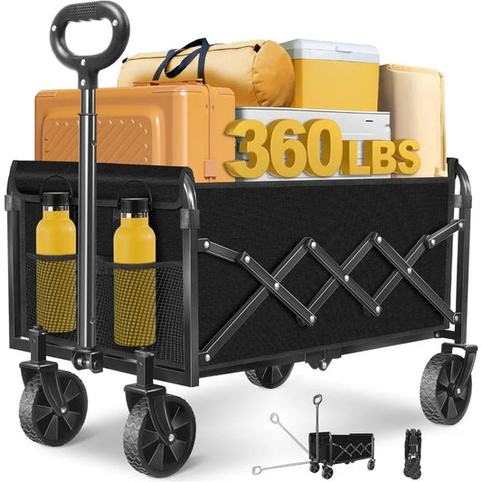 NBVCX Heavy Duty Folding Utility Wagon With All Terrain Wheels