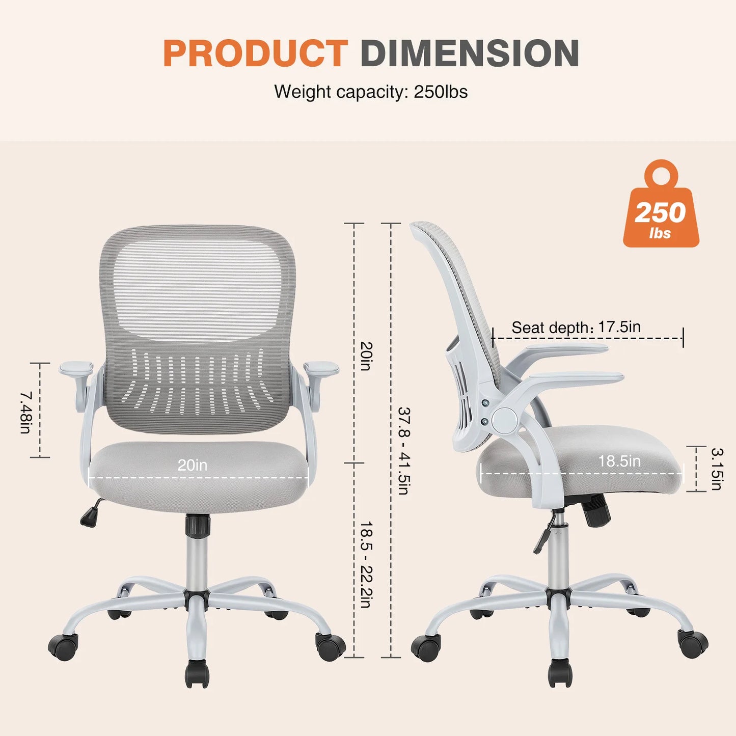JHK Ergonomic Mesh Backrest Office Chair With Adjustable Height