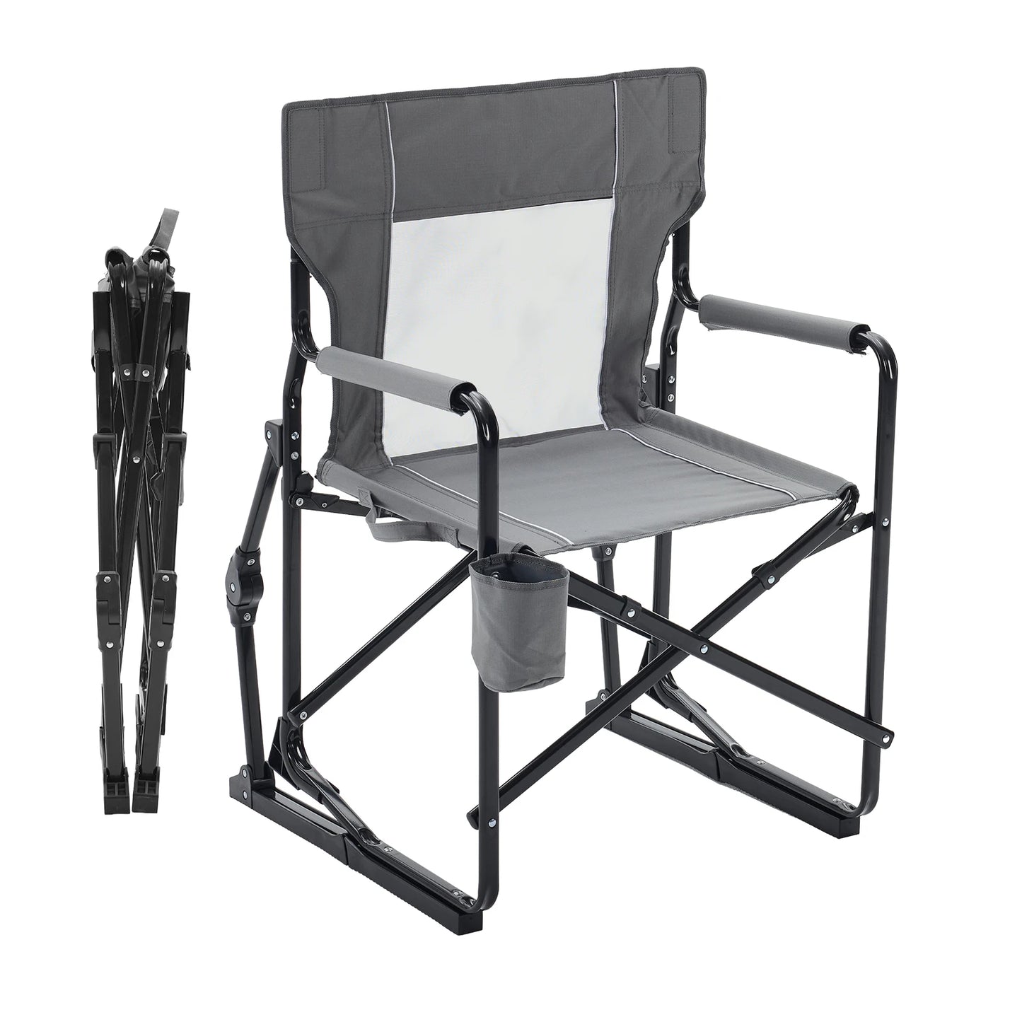JHK Outdoor Folding Camping Chair With Mesh Back Waterproof Armrests