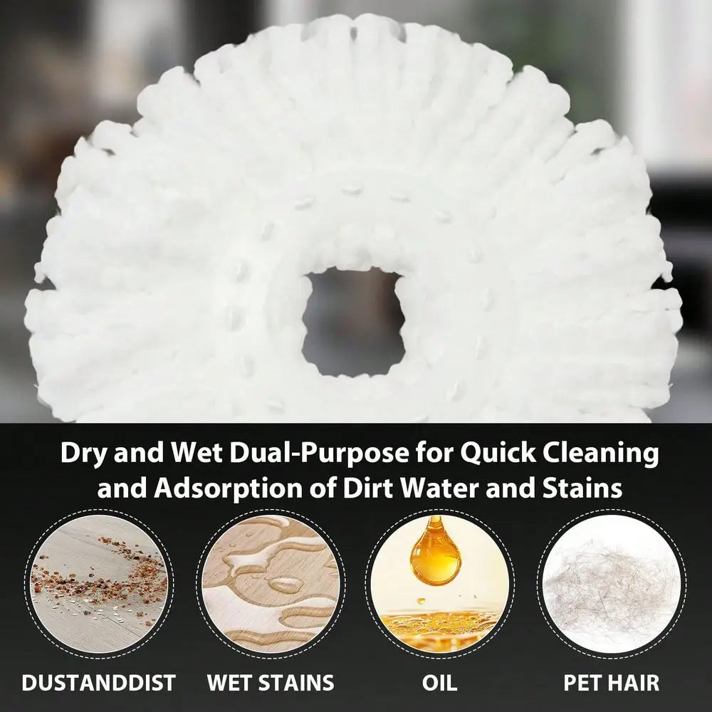 Spin Mop and Bucket System With Wringer and Microfiber Refills