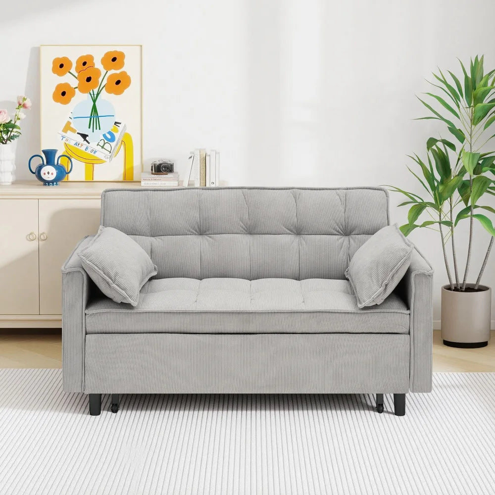 Corduroy Modular Sectional Sleeper Sofa With Pull Out Bed
