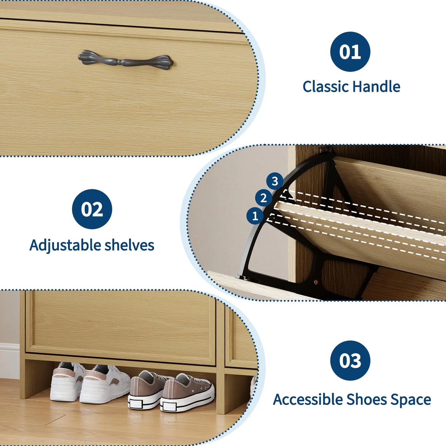 HiMISS Shoe Cabinet With 4 Flip Drawers And Adjustable Shelf For Entryway
