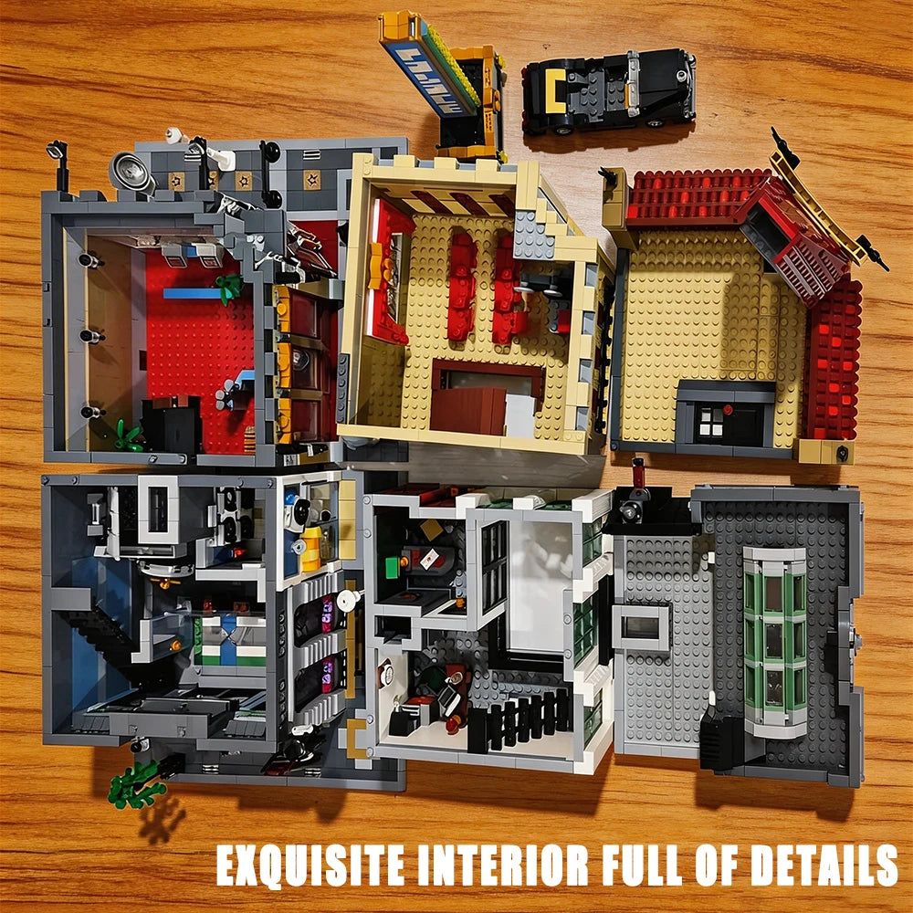 Downtown City Street View Building Blocks Set Assembly Square MOC