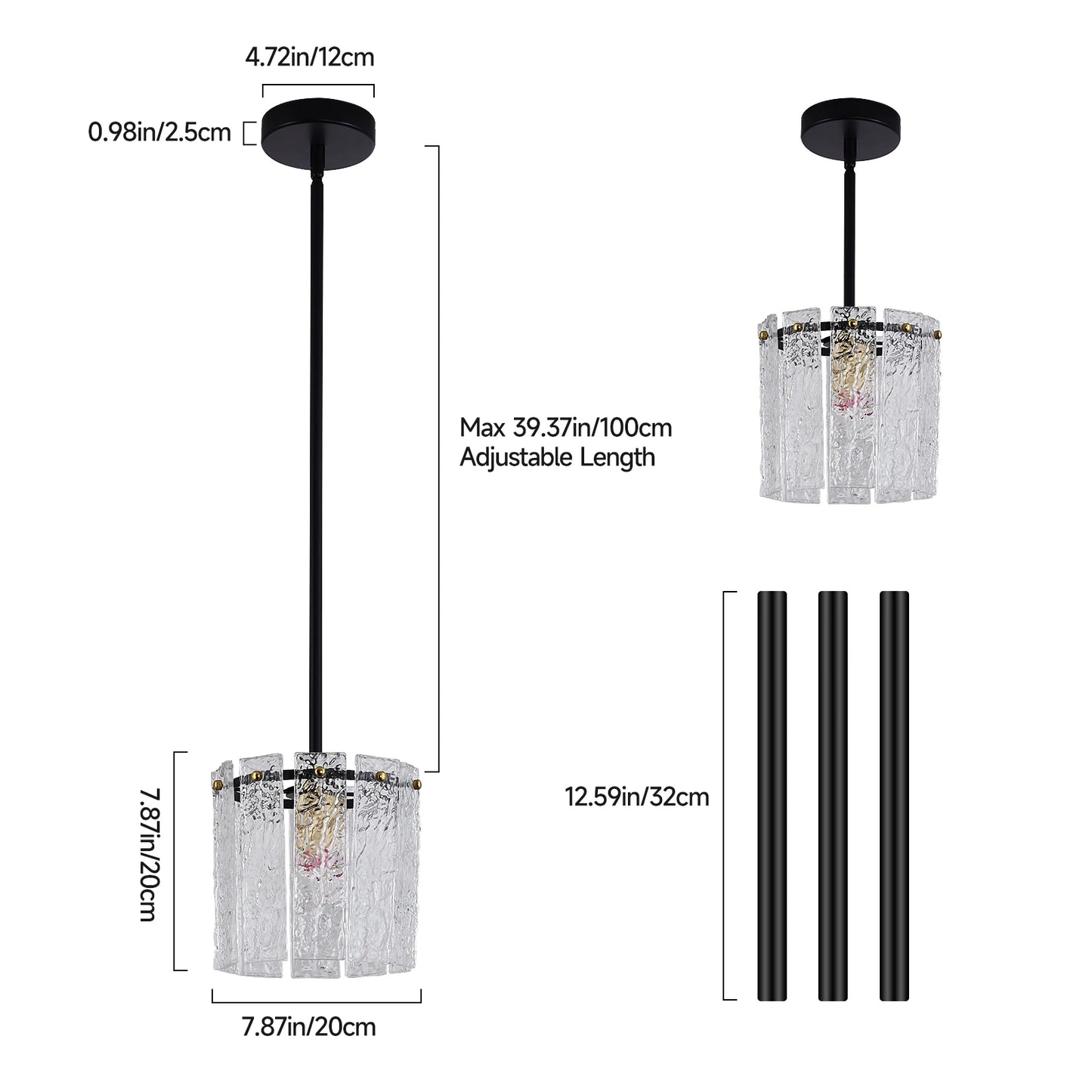 GreeLustr Crystal Glass Pendant Ceiling Lamp for Living Room