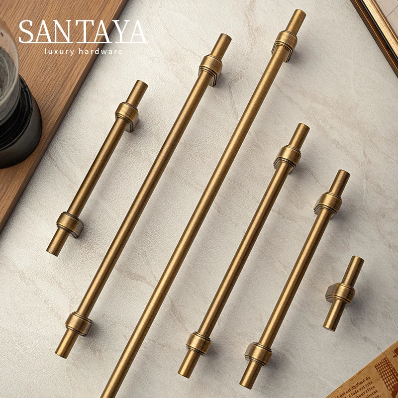 Santaya Solid Brass Cabinet Handles for Kitchen and Furniture