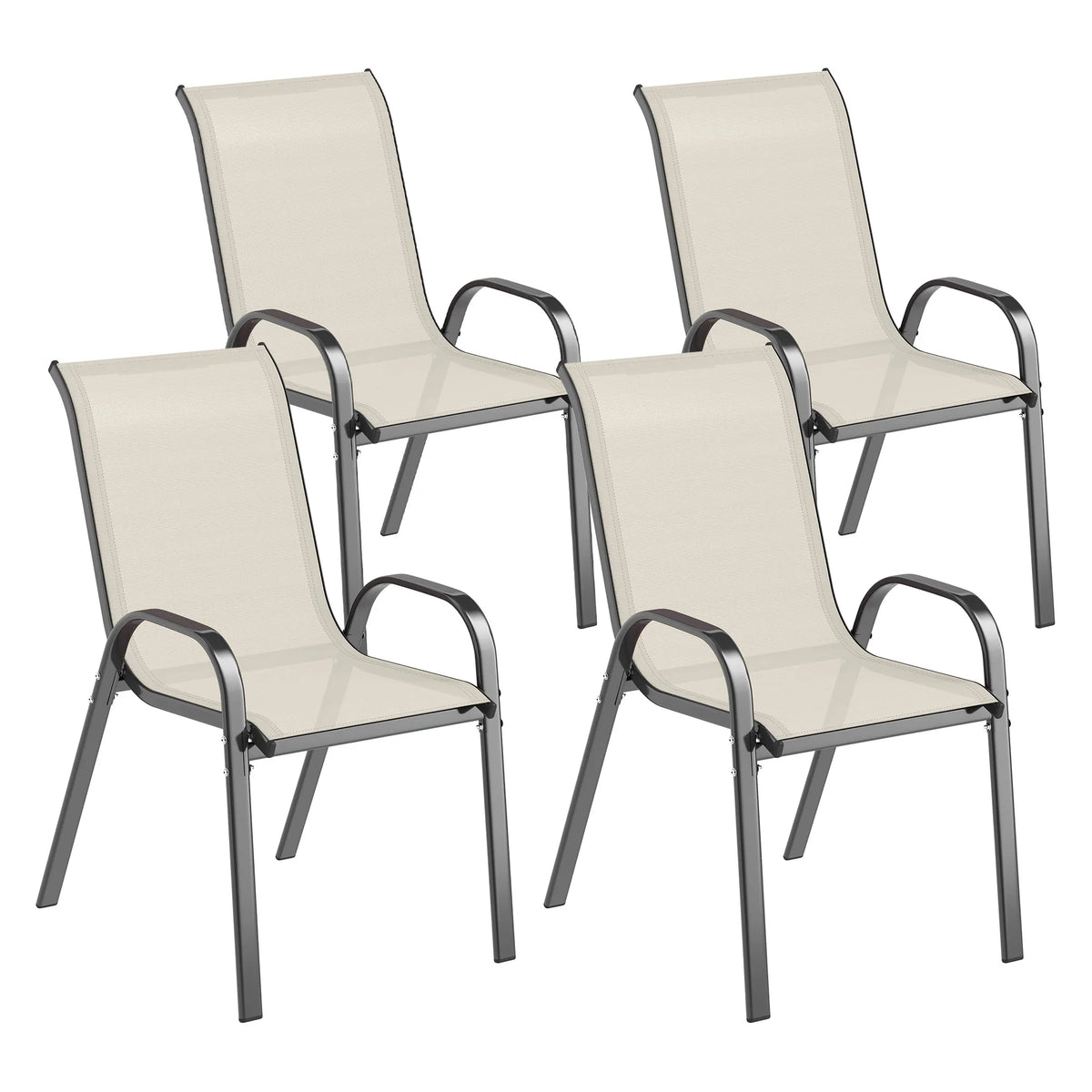 Outsunny Stackable Patio Dining Chairs Set For Outdoor Garden Meals