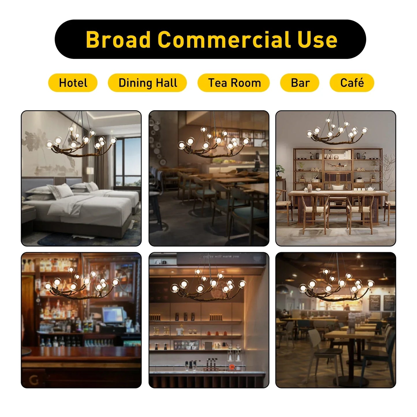 Bymaocar Modern Branch Chandelier Farmhouse Style LED Ceiling Light