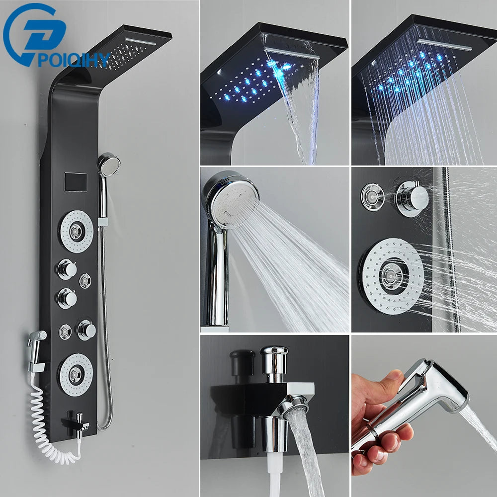 Poiqihy Bathroom Shower Faucet With Handheld Shower Panel