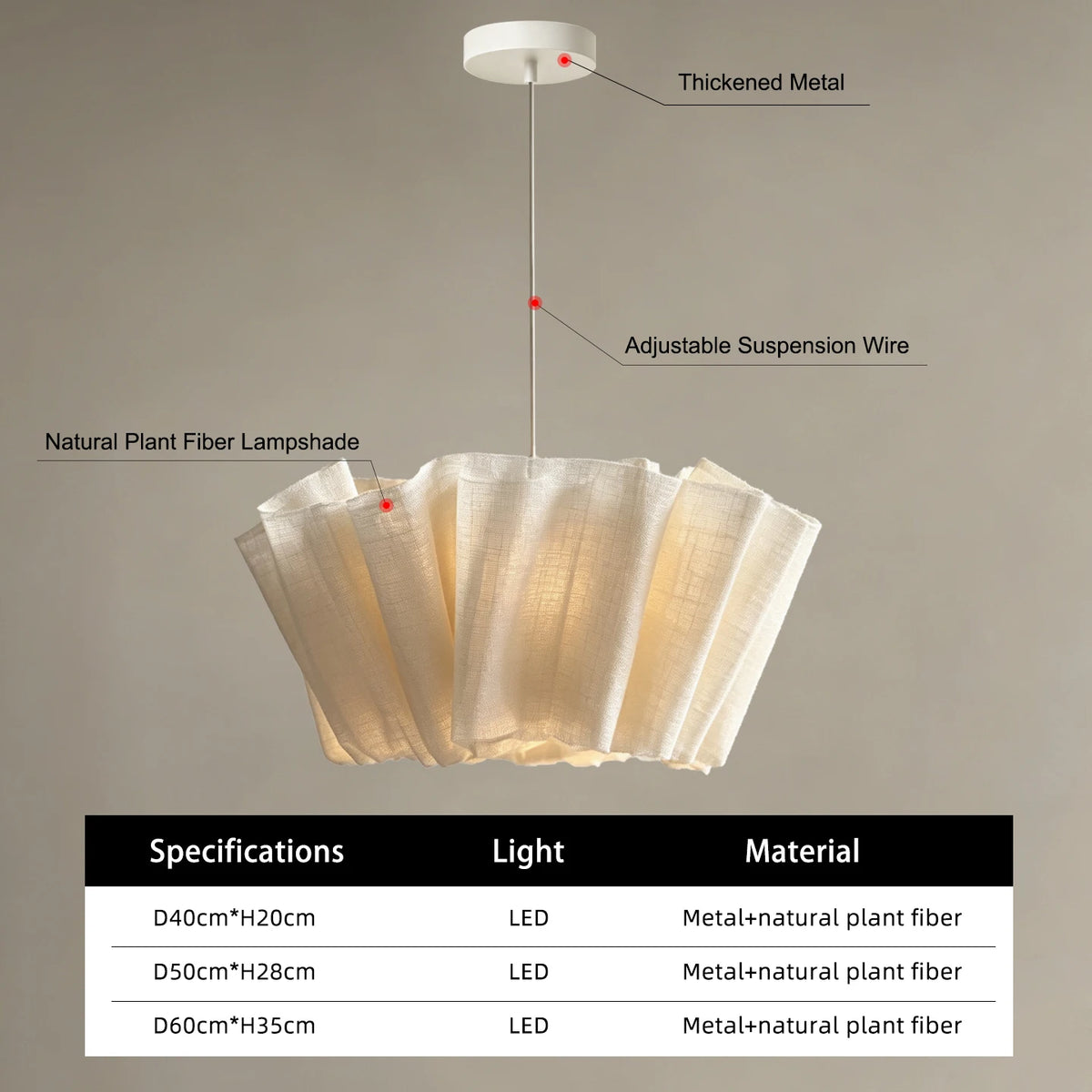 Yingxuan Wabi Sabi Pleated Pendant Chandelier for Dining Room