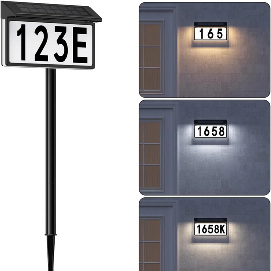 Solar Powered Led Digital House Number Light For Outdoor Walkway