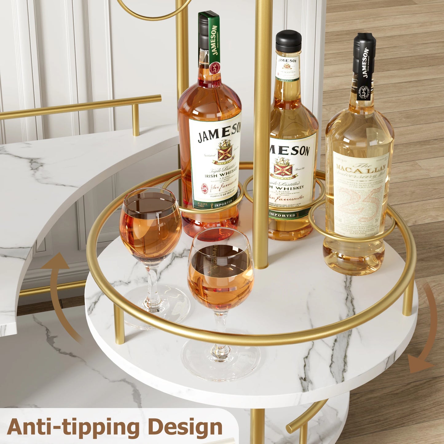 TWISTER.CK Gold Bar Carts 4 Tier Storage Shelves On Wheels