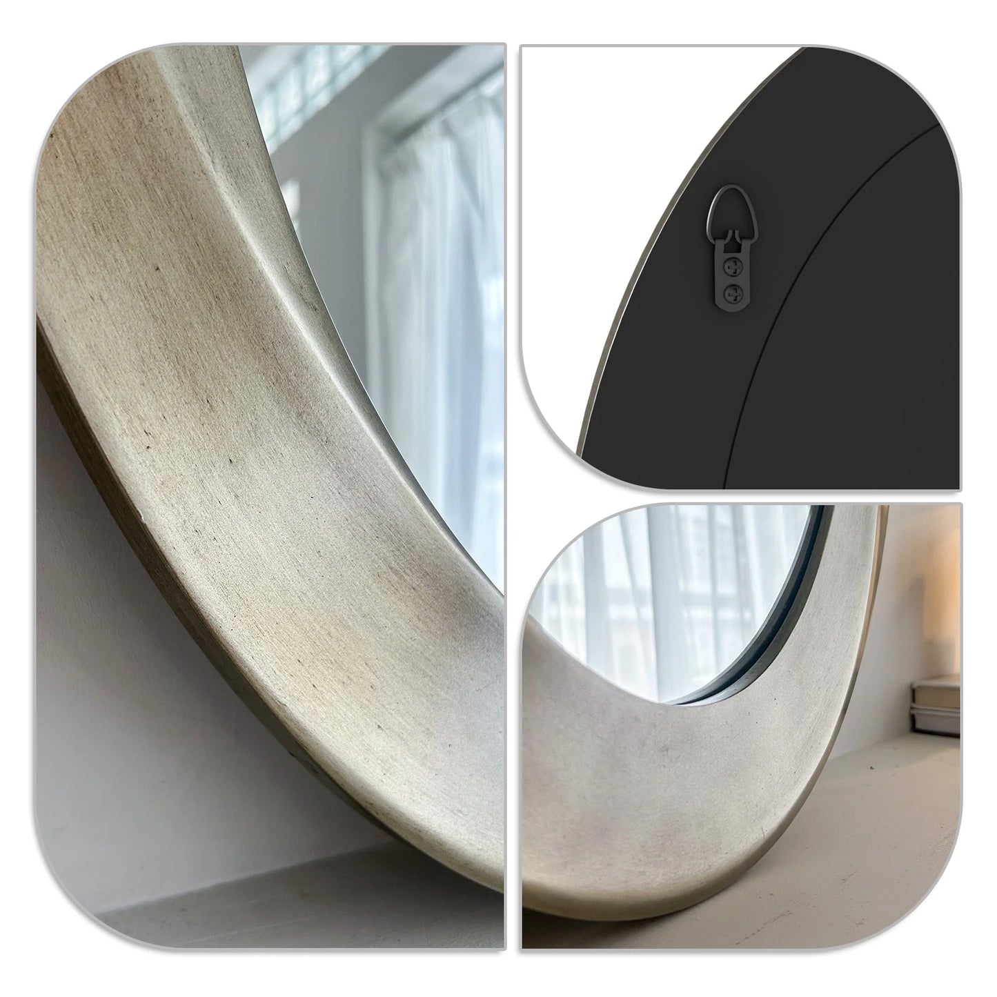 Oval Wall Mirror With Beveled Edge And Curved Frame