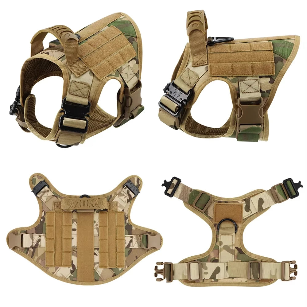 Military Style Dog Harness Vest Set With Leash And Patches For Malinois