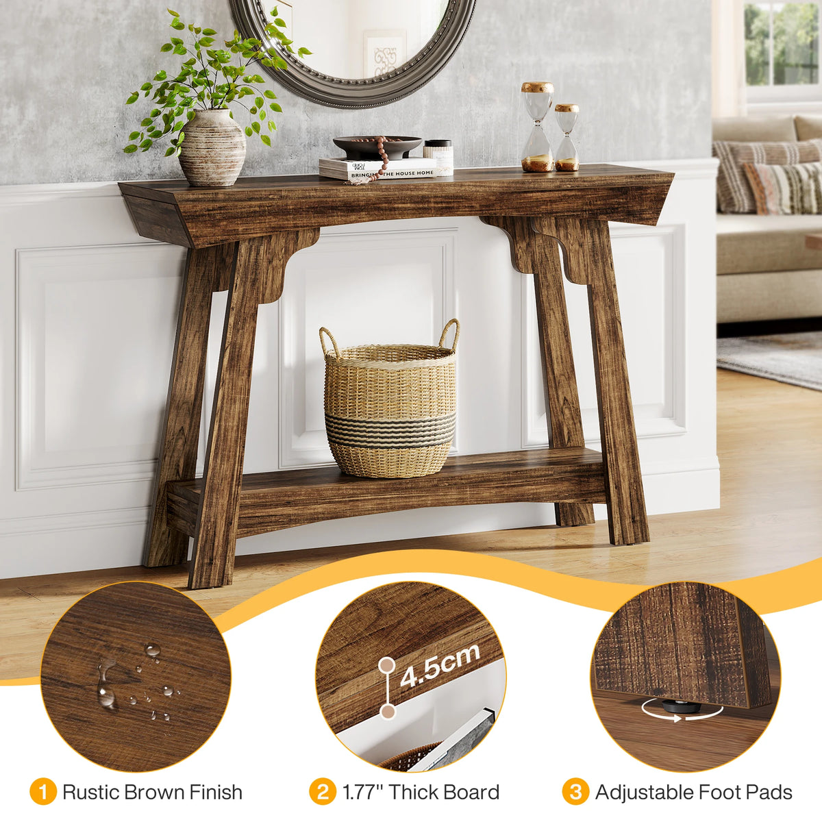 Tribesigns Wood Entryway Console Table With Two Tier Storage Shelf