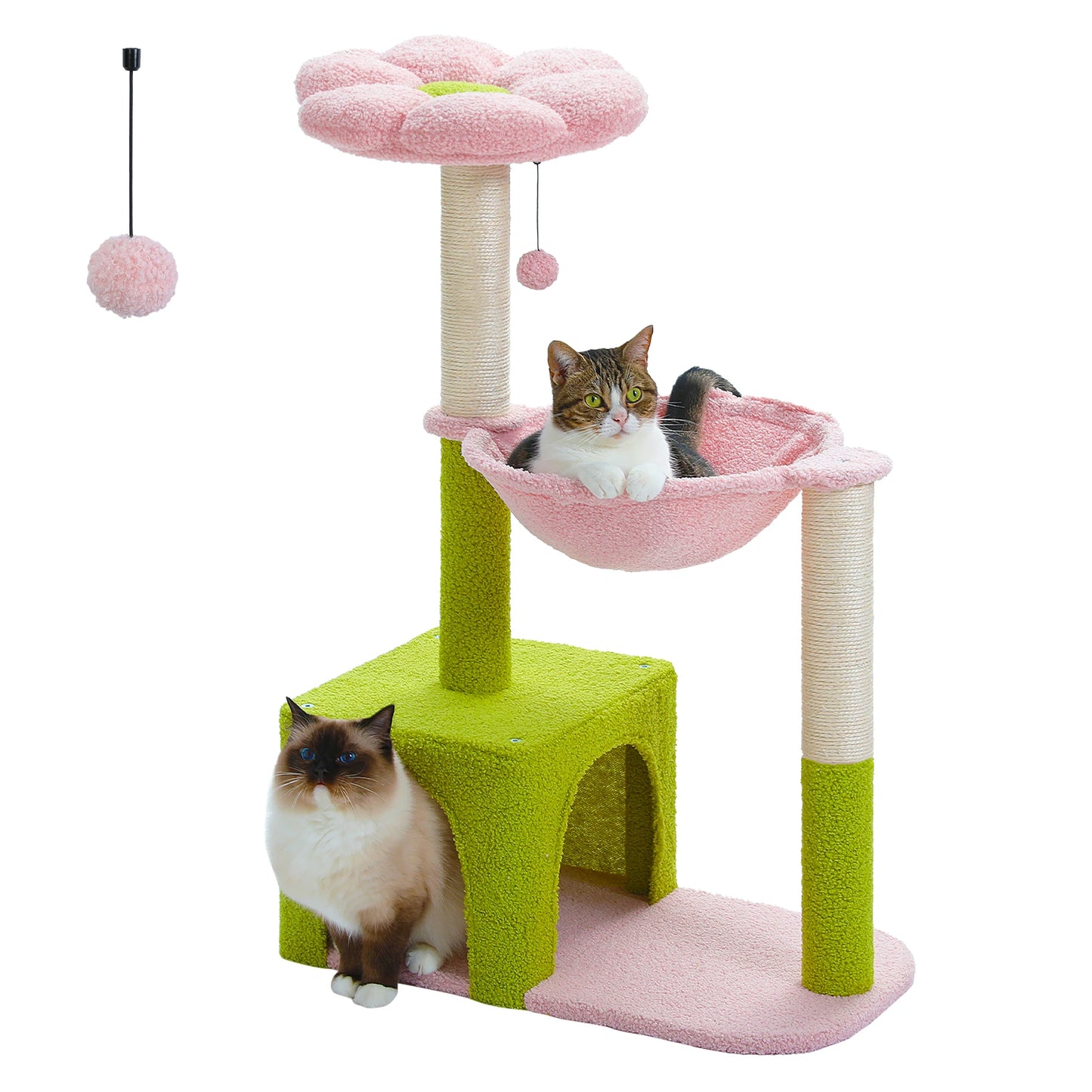 PETEPELA Flower Cat Tree With Metal Frame Hammock For Cats