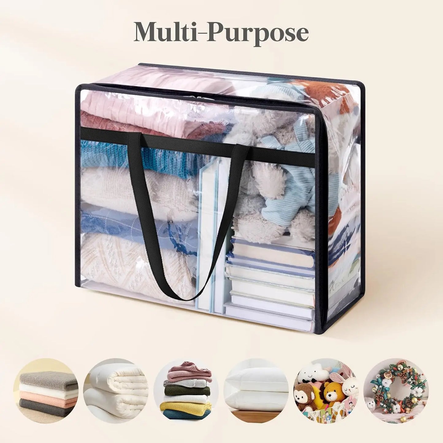 Clear Vinyl Clothes Storage Bags With Zipper 4 Pack