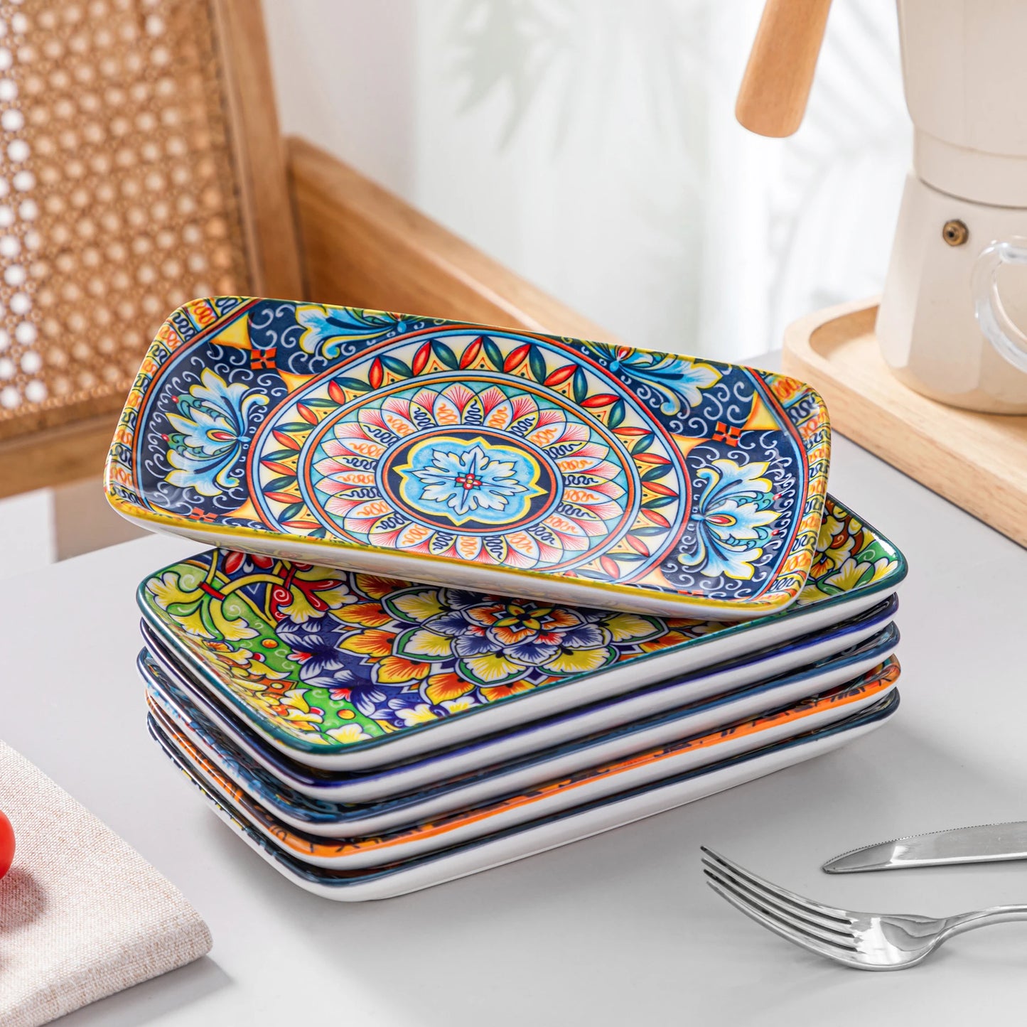 Malacasa Rectangular Porcelain Serving Plates Set for Everyday Dining