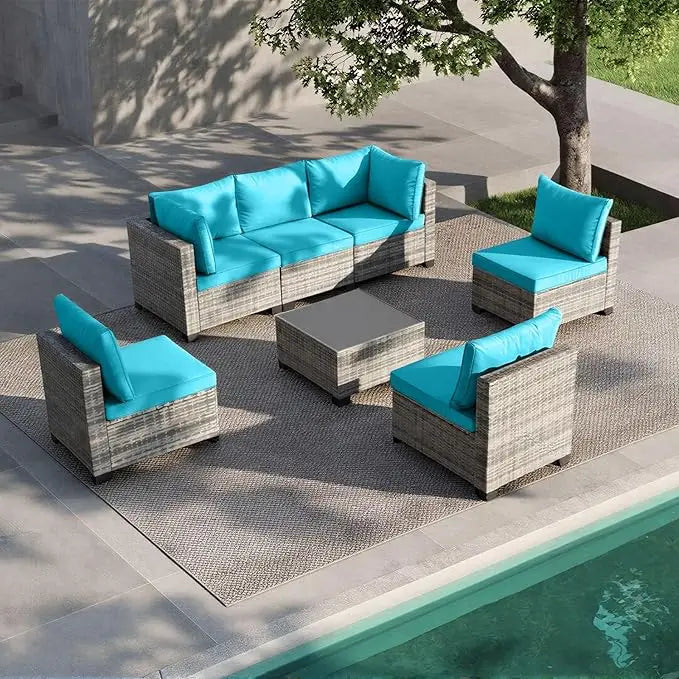 All Weather Outdoor Patio Furniture Set Sectional Sofa PE Rattan Wicker