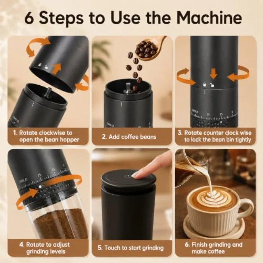 Abay Portable Electric Coffee Grinder With 38 Grind Settings