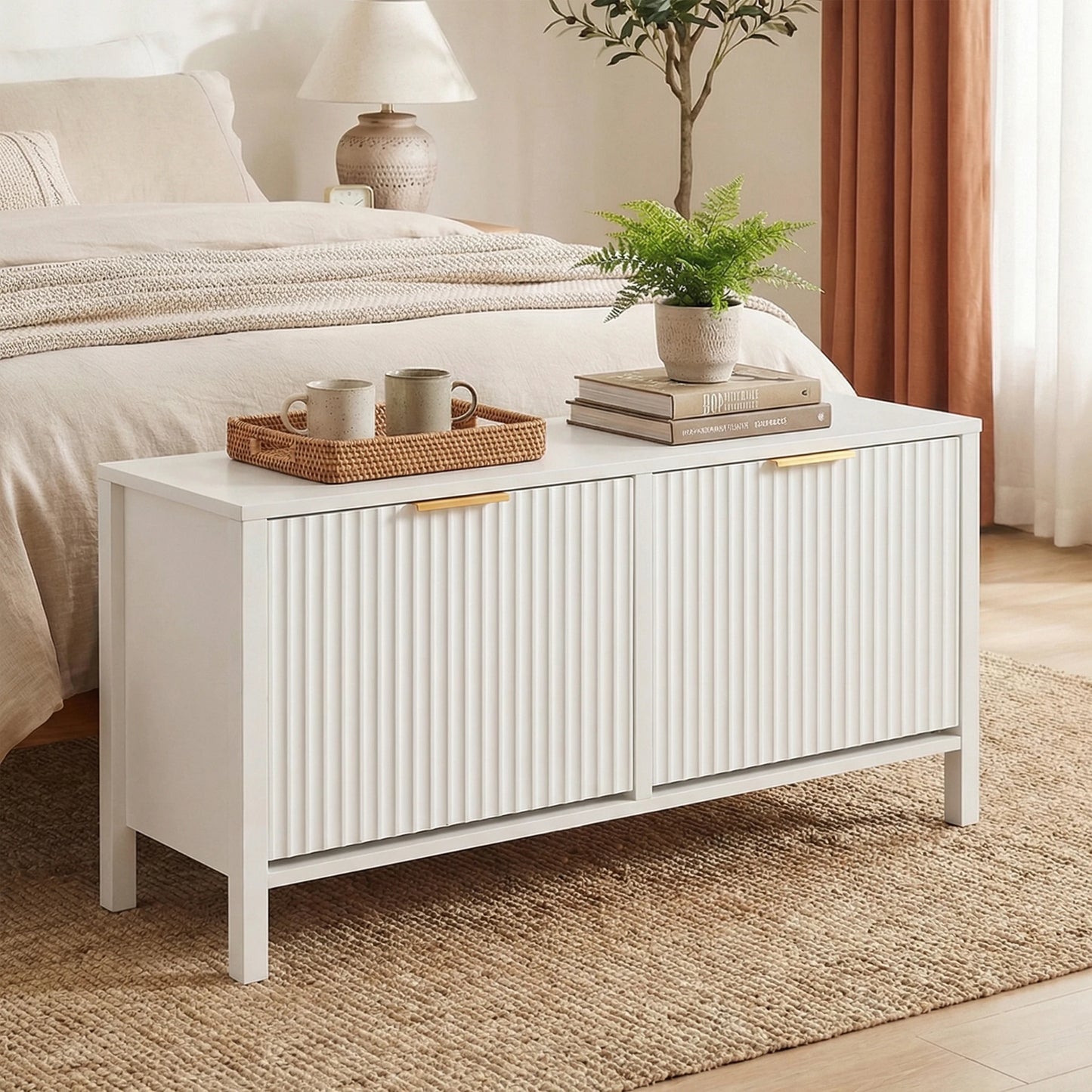HOMASIS Shoe Storage Bench With Two Flip Drawers For Entryway