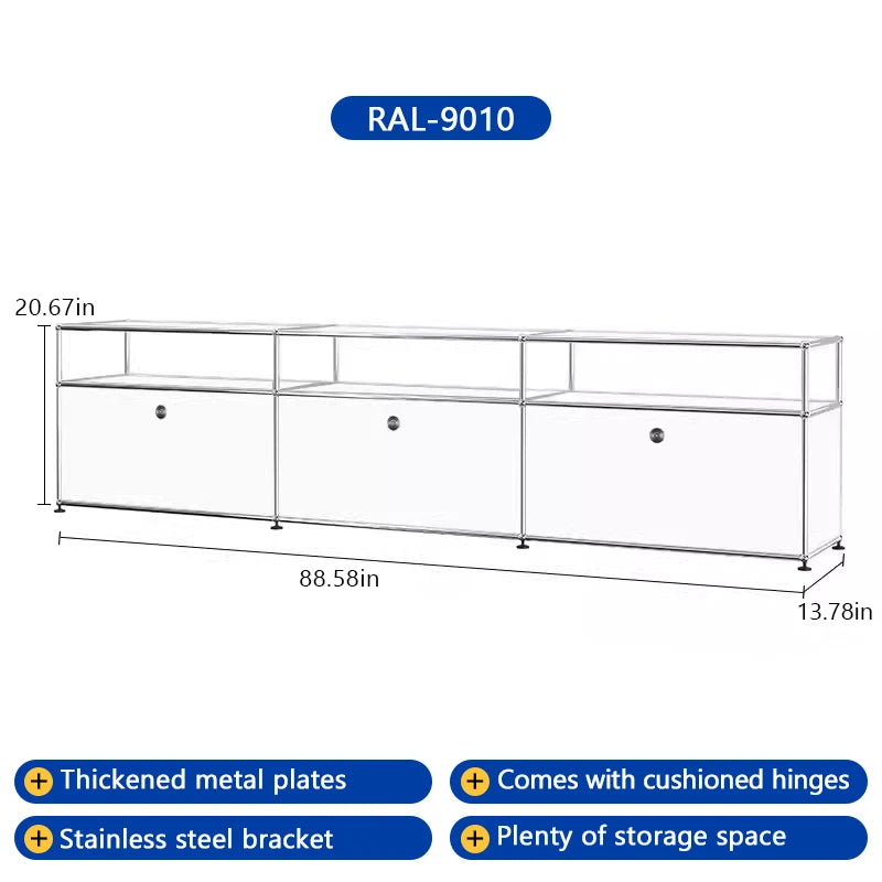 BigCityFur Modern Metal TV Stand With Corner Storage Cabinet