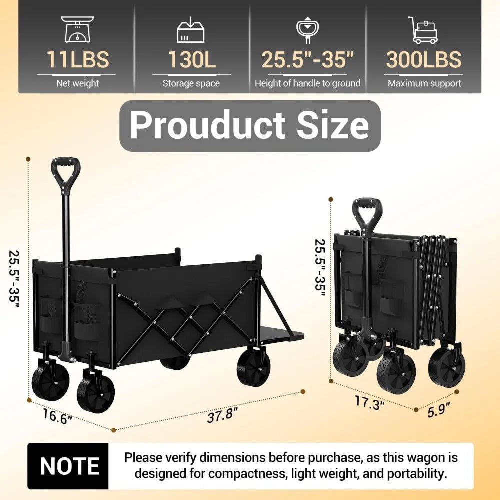 NBVCX Foldable Utility Wagon With Extended Tailgate For All Terrain