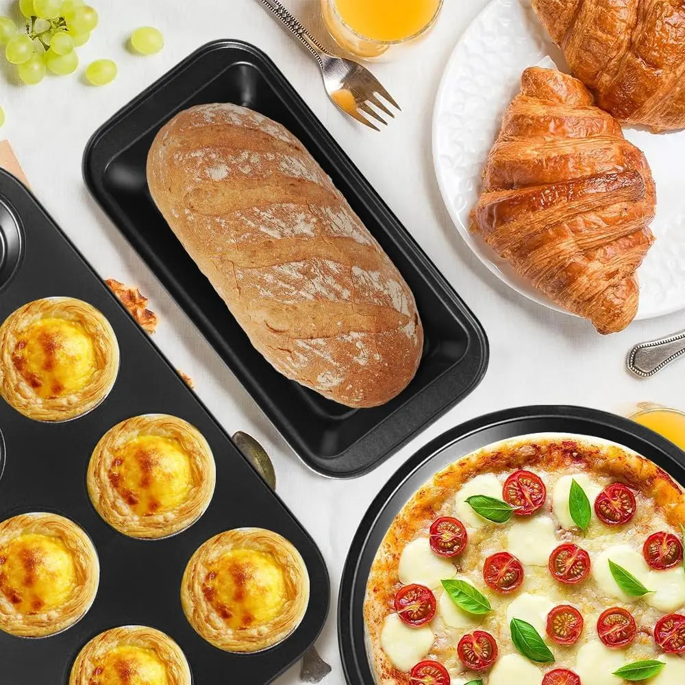 11 Piece Nonstick Baking Pan Set Carbon Steel Bakeware Oven Safe Stackable