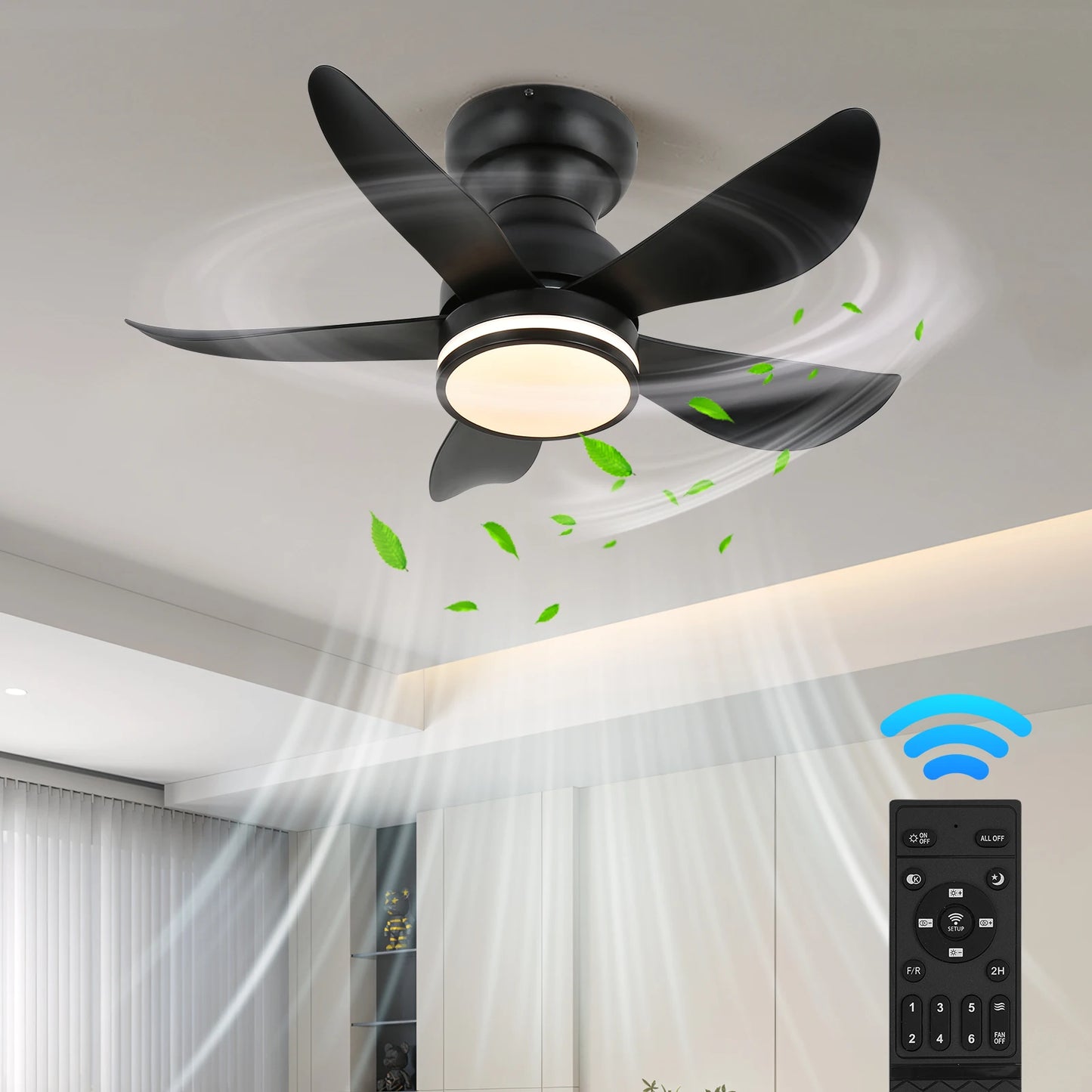 VETRULUS Modern Ceiling Fan Fandelier With Remote Control Dimming