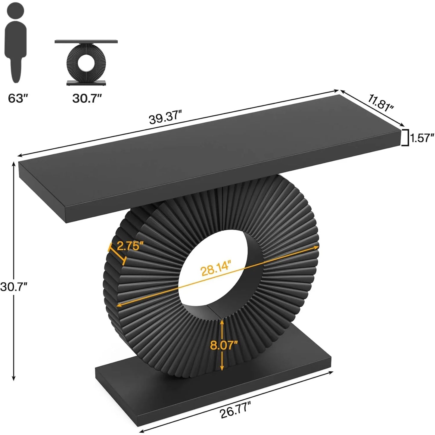LITTLE TREE Modern Console Table With Curved Geometric Base