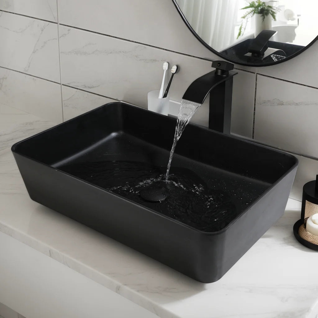 MEKKHALA Oval Acrylic Countertop Vessel Sink Bathroom Washbasin