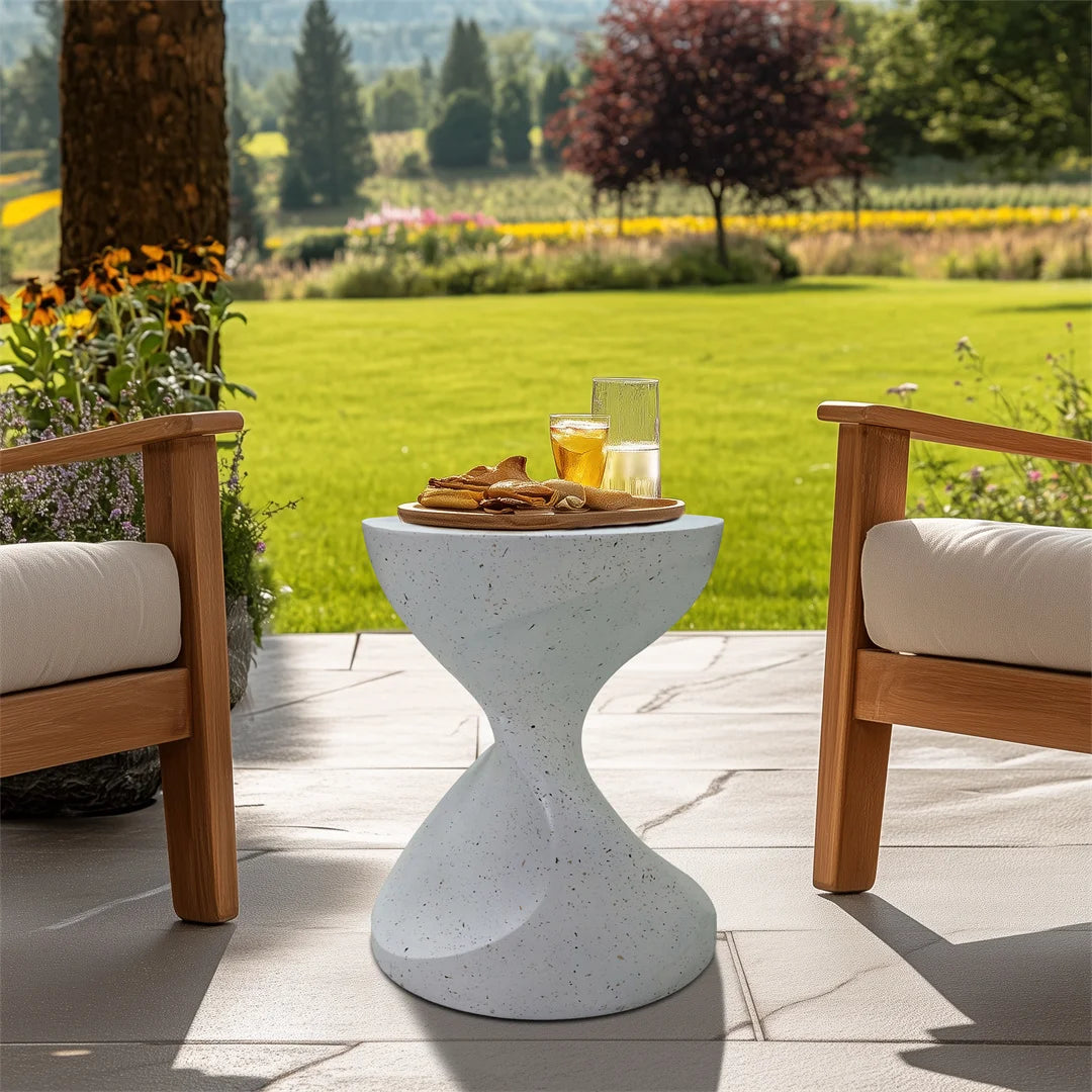 Lightweight Concrete Side Table Modern Living Room End Table Patio