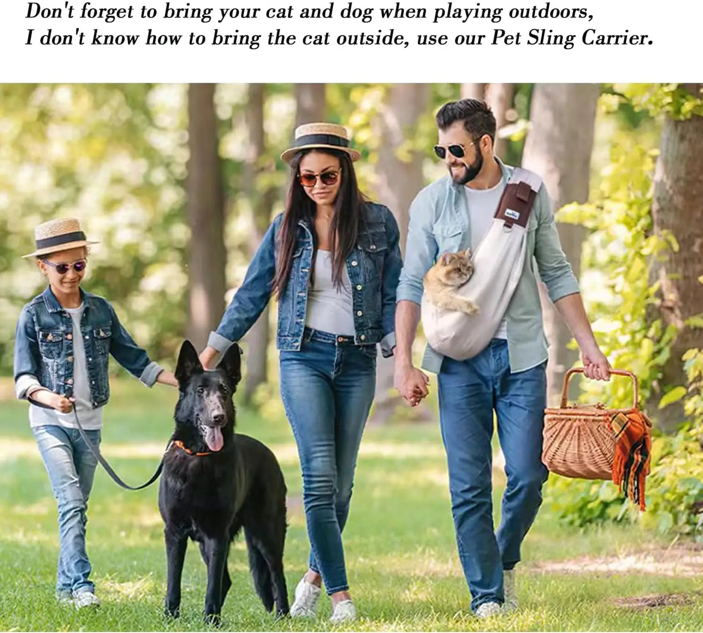Dog Sling Carrier Hands Free Pet Papoose With Adjustable Strap