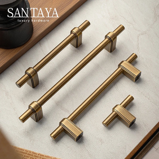 Santaya Solid Brass Cabinet Handles for Kitchen and Furniture