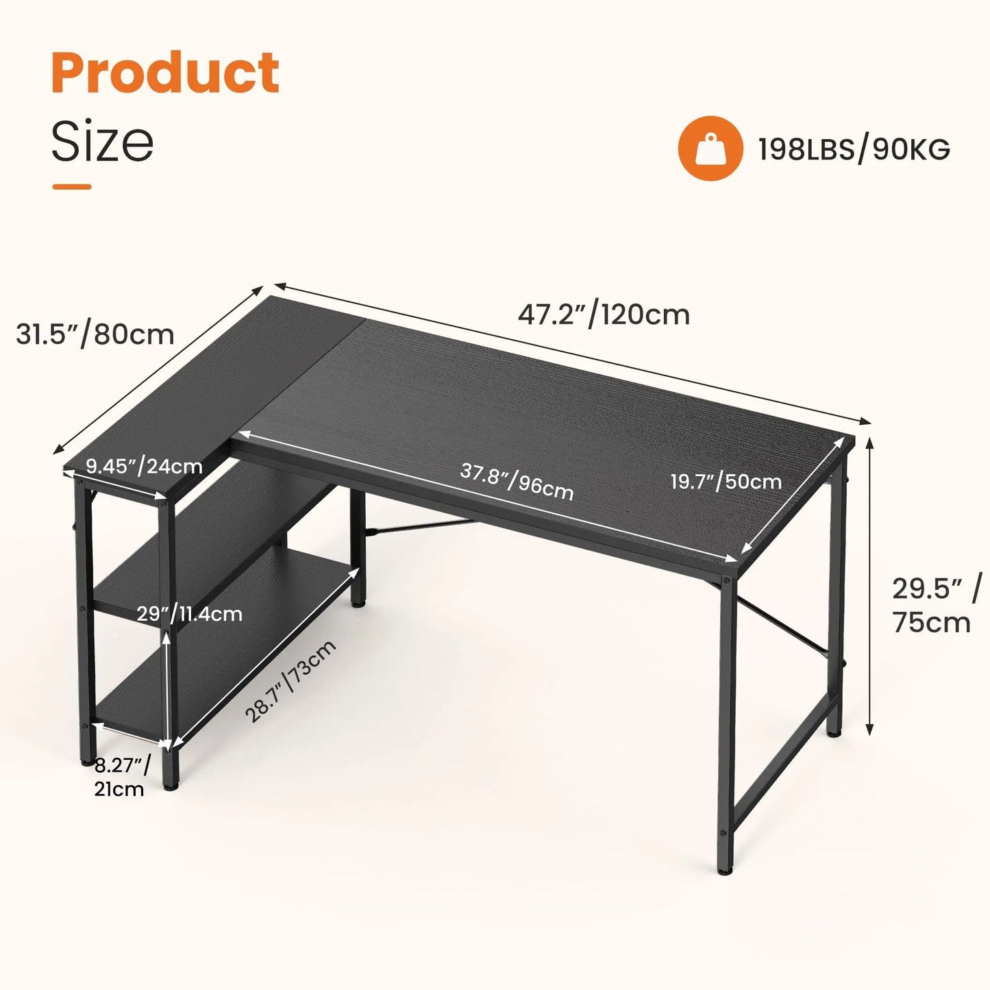 JHK L Shaped Desk for Home Office with Builtin Storage