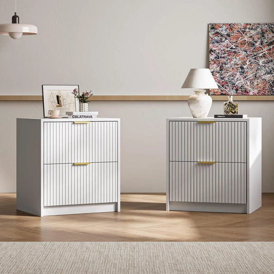 Dresser Bedroom Set With 9 Drawer Dresser And 2 Drawer Nightstands Gold Handles