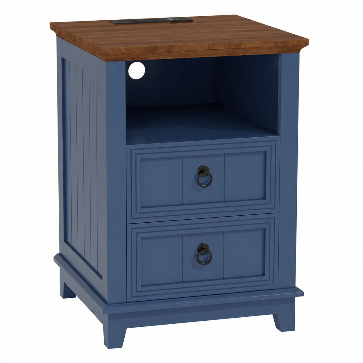 ANIXOL Modern Fluted Nightstand With USB Charging Station