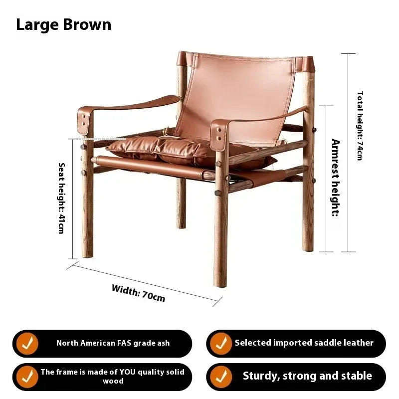 ADDE MID CENTURY SAFARI CHAIR, Art Solid Wood Lounge Chair, Single Designer Vintage Sofa Chair. Home Furniture lounge chair